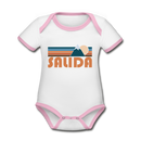 Salida, Colorado Baby Bodysuit - Organic Retro Mountain Salida Baby Bodysuit - white/pink