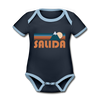 Salida, Colorado Baby Bodysuit - Organic Retro Mountain Salida Baby Bodysuit - navy/sky