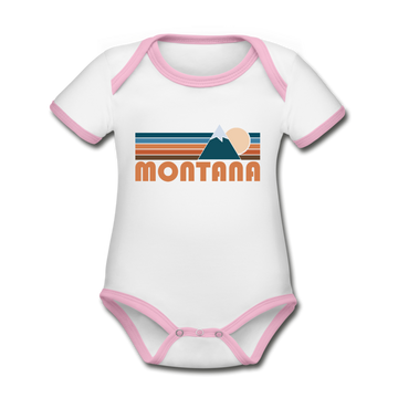 Montana Baby Bodysuit - Organic Retro Mountain Montana Baby Bodysuit - white/pink