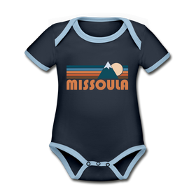 Missoula, Montana Baby Bodysuit - Organic Retro Mountain Missoula Baby Bodysuit