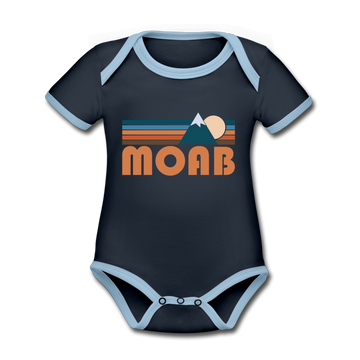 Moab, Utah Baby Bodysuit - Organic Retro Mountain Moab Baby Bodysuit - navy/sky