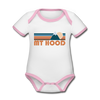 Mount Hood, Oregon Baby Bodysuit - Organic Retro Mountain Mount Hood Baby Bodysuit - white/pink