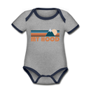 Mount Hood, Oregon Baby Bodysuit - Organic Retro Mountain Mount Hood Baby Bodysuit - heather gray/navy
