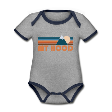 Mount Hood, Oregon Baby Bodysuit - Organic Retro Mountain Mount Hood Baby Bodysuit - heather gray/navy