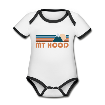 Mount Hood, Oregon Baby Bodysuit - Organic Retro Mountain Mount Hood Baby Bodysuit - white/black