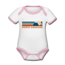 North Carolina Baby Bodysuit - Organic Retro Mountain North Carolina Baby Bodysuit - white/pink
