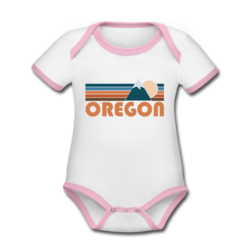Oregon Baby Bodysuit - Organic Retro Mountain Oregon Baby Bodysuit - white/pink