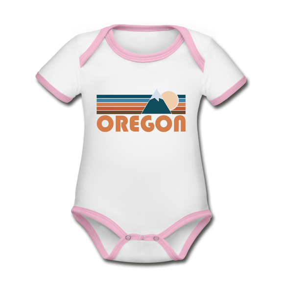 Oregon Baby Bodysuit - Organic Retro Mountain Oregon Baby Bodysuit - white/pink