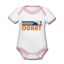 Ouray, Colorado Baby Bodysuit - Organic Retro Mountain Ouray Baby Bodysuit - white/pink