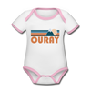 Ouray, Colorado Baby Bodysuit - Organic Retro Mountain Ouray Baby Bodysuit - white/pink