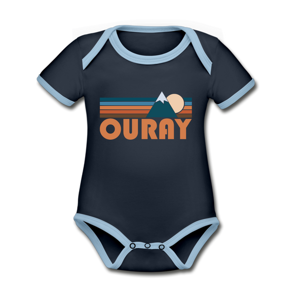 Ouray, Colorado Baby Bodysuit - Organic Retro Mountain Ouray Baby Bodysuit - navy/sky