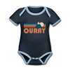 Ouray, Colorado Baby Bodysuit - Organic Retro Mountain Ouray Baby Bodysuit - navy/sky