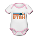 Utah Baby Bodysuit - Organic Retro Mountain Utah Baby Bodysuit - white/pink
