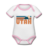 Utah Baby Bodysuit - Organic Retro Mountain Utah Baby Bodysuit - white/pink