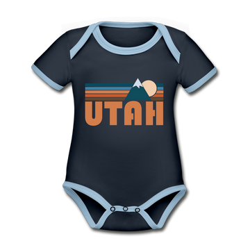 Utah Baby Bodysuit - Organic Retro Mountain Utah Baby Bodysuit - navy/sky
