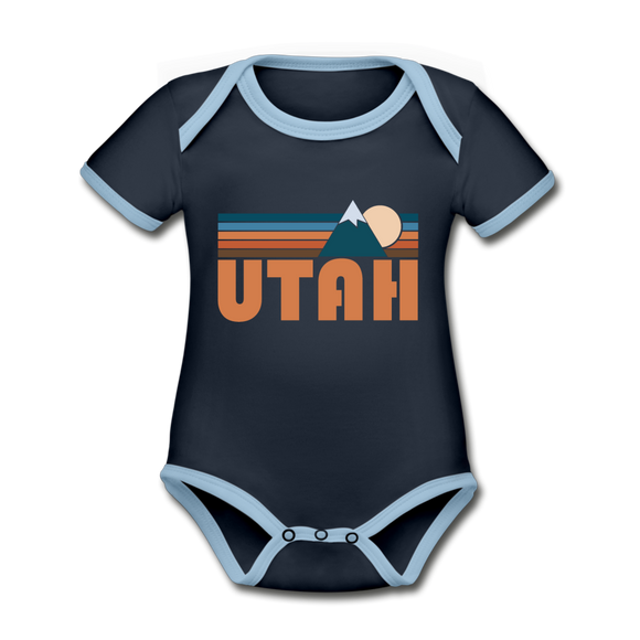 Utah Baby Bodysuit - Organic Retro Mountain Utah Baby Bodysuit - navy/sky