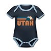 Utah Baby Bodysuit - Organic Retro Mountain Utah Baby Bodysuit - navy/sky