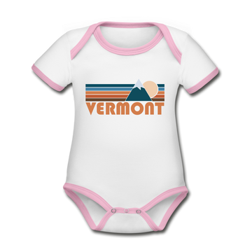 Vermont Baby Bodysuit - Organic Retro Mountain Vermont Baby Bodysuit - white/pink