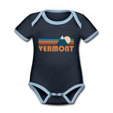 Vermont Baby Bodysuit - Organic Retro Mountain Vermont Baby Bodysuit - navy/sky