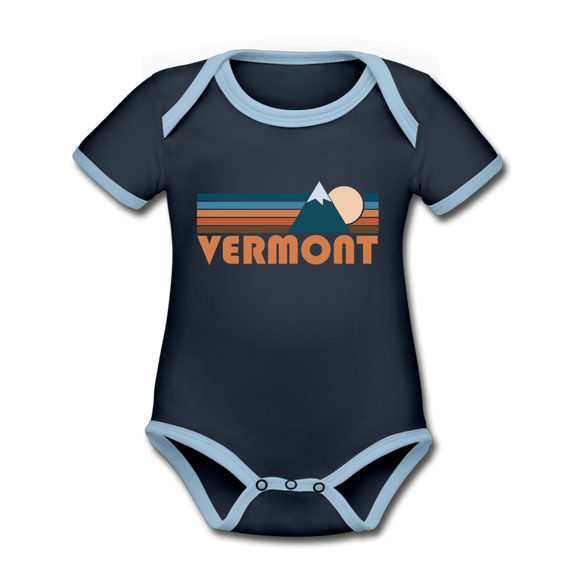Vermont Baby Bodysuit - Organic Retro Mountain Vermont Baby Bodysuit - navy/sky