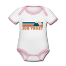 Sun Valley, Idaho Baby Bodysuit - Organic Retro Mountain Sun Valley Baby Bodysuit - white/pink