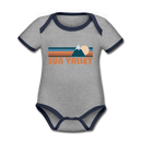Sun Valley, Idaho Baby Bodysuit - Organic Retro Mountain Sun Valley Baby Bodysuit - heather gray/navy