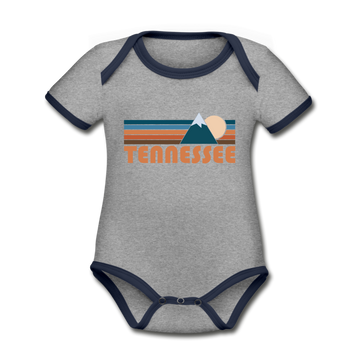 Tennessee Baby Bodysuit - Organic Retro Mountain Tennessee Baby Bodysuit - heather gray/navy