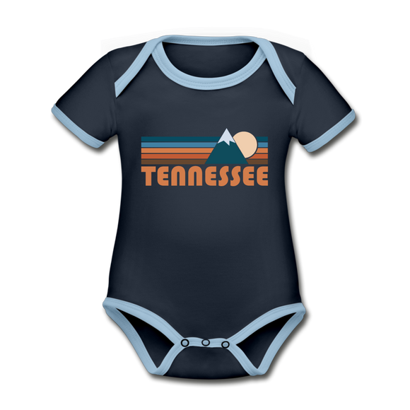 Tennessee Baby Bodysuit - Organic Retro Mountain Tennessee Baby Bodysuit - navy/sky