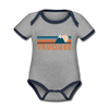 Truckee, California Baby Bodysuit - Organic Retro Mountain Truckee Baby Bodysuit - heather gray/navy