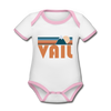 Vail, Colorado Baby Bodysuit - Organic Retro Mountain Vail Baby Bodysuit - white/pink
