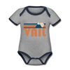 Vail, Colorado Baby Bodysuit - Organic Retro Mountain Vail Baby Bodysuit - heather gray/navy
