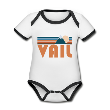 Vail, Colorado Baby Bodysuit - Organic Retro Mountain Vail Baby Bodysuit - white/black