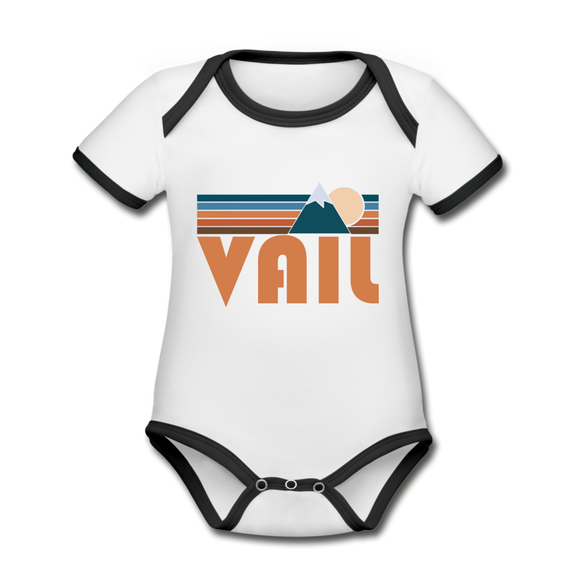 Vail, Colorado Baby Bodysuit - Organic Retro Mountain Vail Baby Bodysuit - white/black