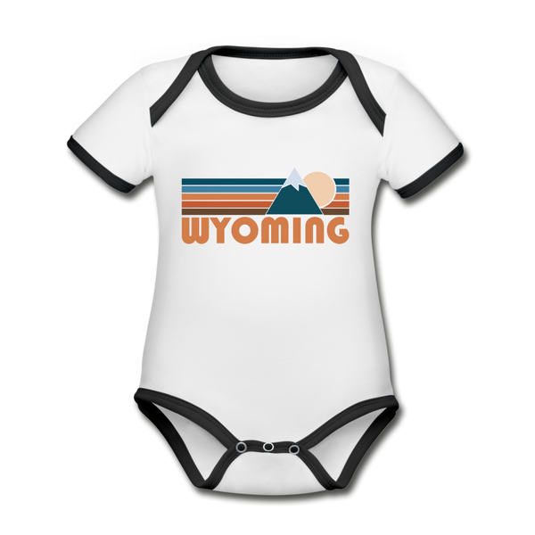 Wyoming Baby Bodysuit - Organic Retro Mountain Wyoming Baby Bodysuit - white/black