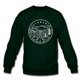 Alabama Sweatshirt - State Design Alabama Crewneck Sweatshirt - forest green