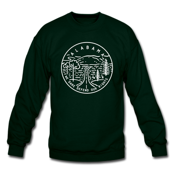 Alabama Sweatshirt - State Design Alabama Crewneck Sweatshirt - forest green