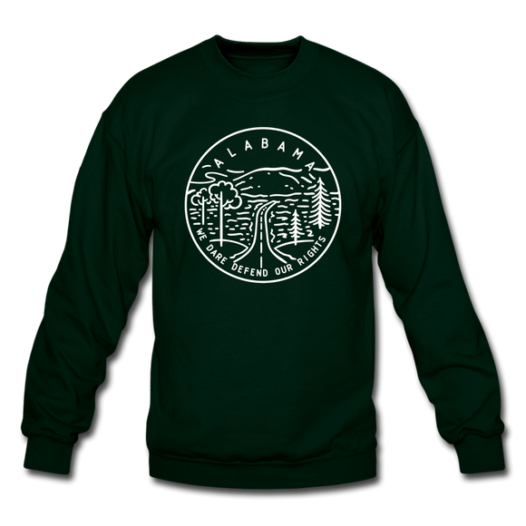 Alabama Sweatshirt - State Design Alabama Crewneck Sweatshirt - forest green