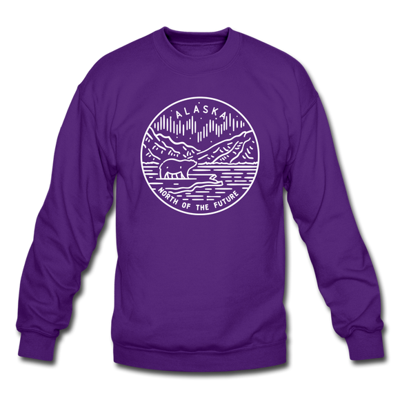Alaska Sweatshirt - State Design Alaska Crewneck Sweatshirt - purple
