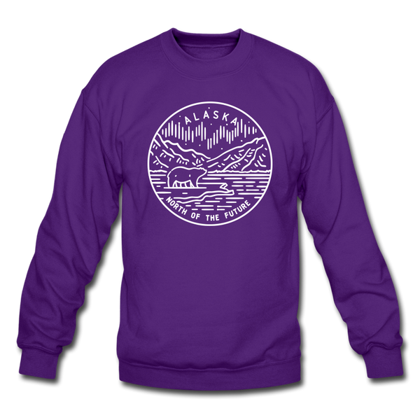 Alaska Sweatshirt - State Design Alaska Crewneck Sweatshirt - purple