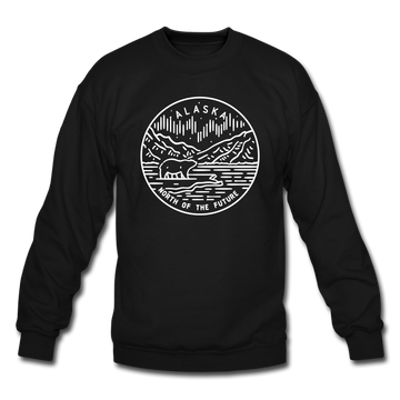 Alaska Sweatshirt - State Design Alaska Crewneck Sweatshirt - black