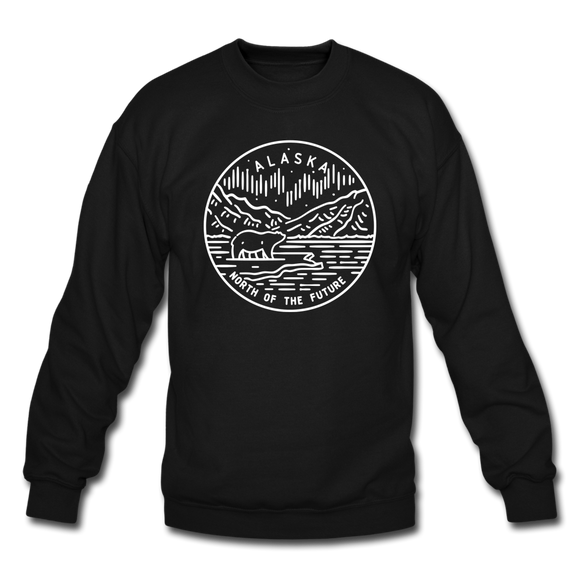Alaska Sweatshirt - State Design Alaska Crewneck Sweatshirt - black