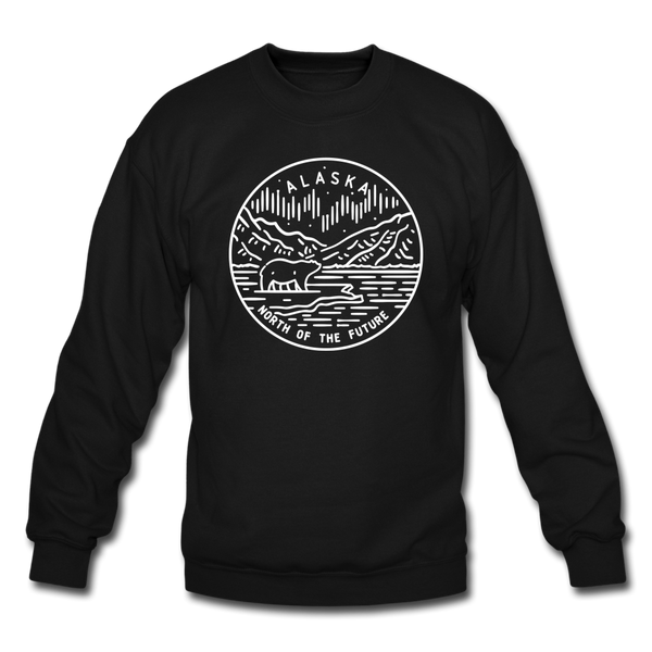 Alaska Sweatshirt - State Design Alaska Crewneck Sweatshirt - black