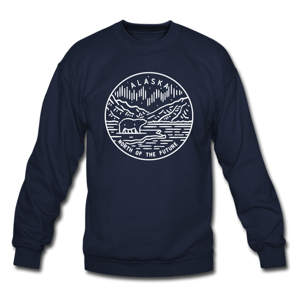 Alaska Sweatshirt - State Design Alaska Crewneck Sweatshirt - navy