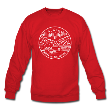 Alaska Sweatshirt - State Design Alaska Crewneck Sweatshirt - red