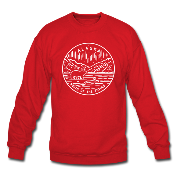 Alaska Sweatshirt - State Design Alaska Crewneck Sweatshirt - red
