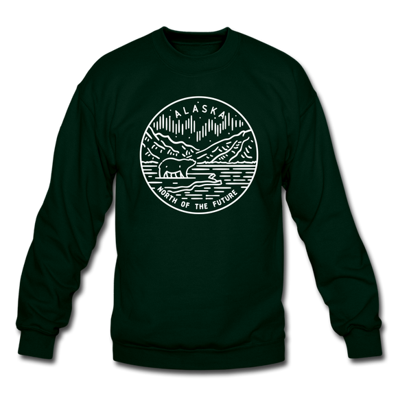 Alaska Sweatshirt - State Design Alaska Crewneck Sweatshirt - forest green