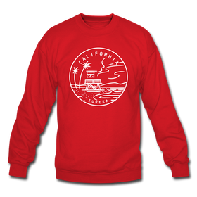 California Sweatshirt - State Design California Crewneck Sweatshirt - red