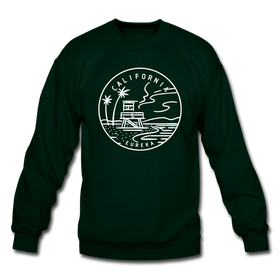 California Sweatshirt - State Design California Crewneck Sweatshirt - forest green