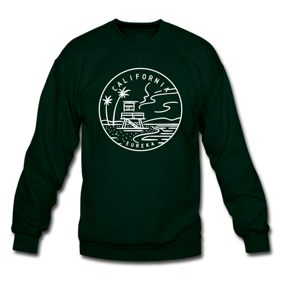 California Sweatshirt - State Design California Crewneck Sweatshirt - forest green