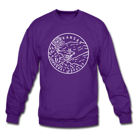 Arkansas Sweatshirt - State Design Arkansas Crewneck Sweatshirt - purple